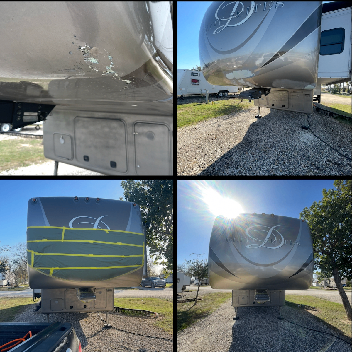 Fiberglass damage and front cap restoration