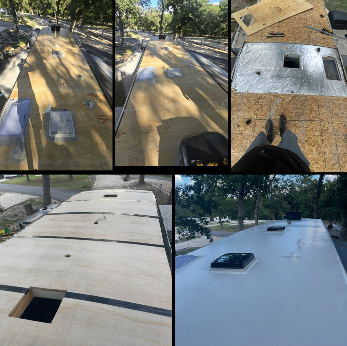 RV roof repair in progress